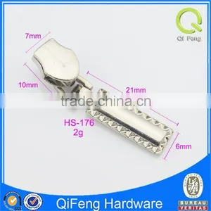 HS-176 Zipper Roll Chain Custom Metal Zipper Puller Nickel Simple Design thumbnail-3