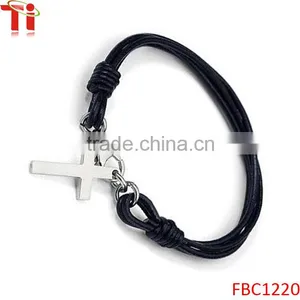 Men's Vintage Casual Cross Strand Leather Bracelet thumbnail-3