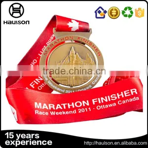 Antique Gold Iron Half Marathon Running Medal With Soft Enamel and Epoxy thumbnail-2