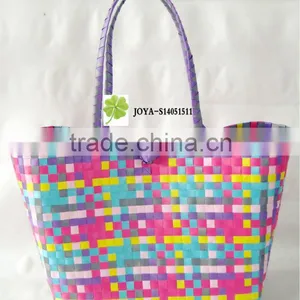 Colorful Plastic Straw Tote Bag thumbnail-1