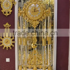 Attrative Luxury Decoration Antique 24K Gold Plated Floor Clock,Grandfather Clock, Made of Copper, Marble and Crystal thumbnail-3