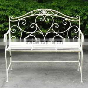 Powerlon Garden Wrought Iron 2 Seater White Bench thumbnail-1