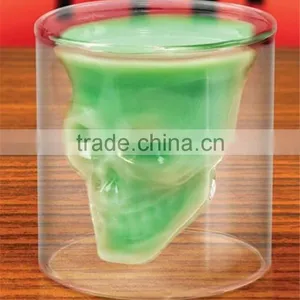 New Product Personalized 75ml High Borosilicate Glass Skull Shot Glass Double Wall Skull Wine Glass Cup thumbnail-2