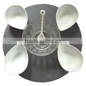 White Porcelain Plate With Slate Appetizer Set thumbnail-1