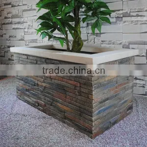 Strong Fiberglass Whitout Bottom Square Artificial Stone Planter thumbnail-2