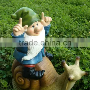 Handmade High Quality Resin Unique Riding Snail Garden Gnome thumbnail-1