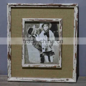 Decorative Linen Fabric Wooden Picture Photo Frame With Antique Limitation thumbnail-3
