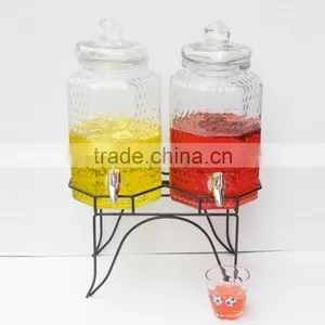 3L Octagon Bee Shaped Clear Wine Glass Bottle With Tap thumbnail-2