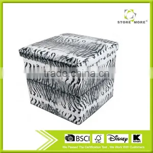 Strong and Sturdy Faux Leather Foldable Waterproof Tiger Skin Storage Stool thumbnail-1