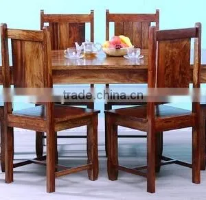 Brown Wooden Dining Table Set With Six Chair thumbnail-1
