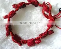 Wholesale 7" 20mm Red Carved Natural Coral Stone Bracelet thumbnail-1