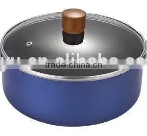 8pcs Wooden Color Bakelite Handle Pressed Aluminum Nonstick Pots and Pans thumbnail-3