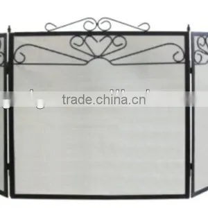 Folding Black Iron Fire Screen thumbnail-1