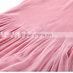 Plain Solid Color Woman Knee Length Folding Dress With Mesh thumbnail-6