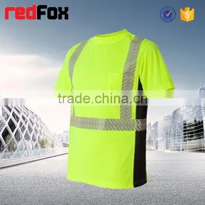 Black 150gsm Net Reflective Safety T-shirt for Worker Sleeves Bicycle Safety Yellow T-shirts High Safety T-shirt thumbnail-5