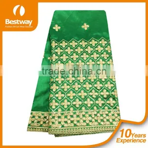 2015 Champagne Lace Wedding Dresses Latest Fashion Bestway Textile African Raw Silk George Fabric thumbnail-1