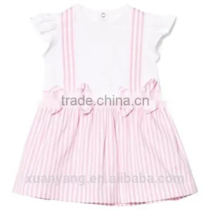 New Arrival Kids Clothes Frocks Design 100% Cotton Pink Stripe Latest Children Girl Dress thumbnail-1