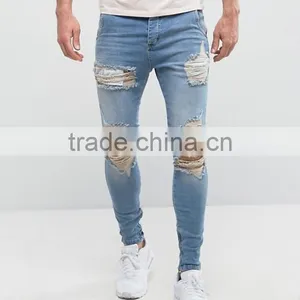 2017China Factory Skinny 95% Cotton 5% Spandex Fashion Distressed Ripped Jeans thumbnail-2