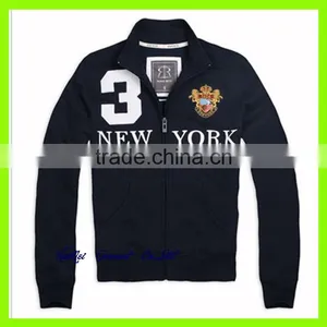 Stand Collar Style Fleece Zipper Jacket Sweatshirt Without Hood With Newyork of Letter Printed and Kangaroo Pocket for Men thumbnail-1