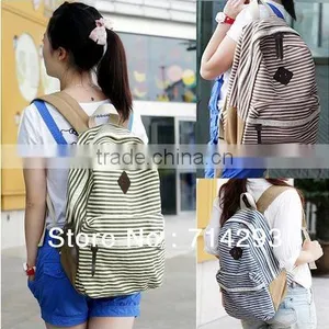 New Fashion Women's Stripe Design Print Backpack Schoolbag Shoulder Bag 18589 thumbnail-1