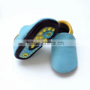 Blue Rubber Sole Baby Shoes Without Fringes,kids Hard Sole Walking Shoes thumbnail-1