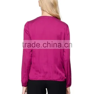 Daily Fit Long Sleeve Wrap-style Lady Blouse for Middle Aged Women thumbnail-3