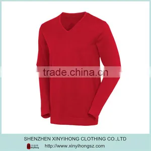 Bright Red Color V Neck Long Sleeve Cotton Lycra Gym Knitwear Man thumbnail-1