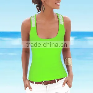 Polyester Crop Top Tank Top2016 New Arrive Women Different Size for Choice & Short Front Long Back Printed thumbnail-4