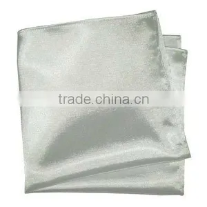 Men's Plain Silver Polyester Hankie thumbnail-1