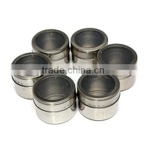 High Quality Useful 6pcs/Set Spice Stainless Steel Magnetic Cruet Condiments Spice Rack Pots Set For Spice thumbnail-2