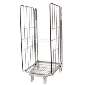 EU Standard Warehouse Storage Cage , Supermarket Roll Cage thumbnail-1