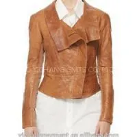 Women Leather Jacket With Ponte Fabric thumbnail-1