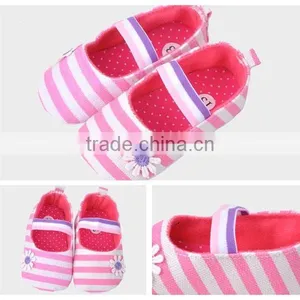Soft Sole Stripe Pretty Sun Flower Anti Slip Baby Girl Shoes thumbnail-3