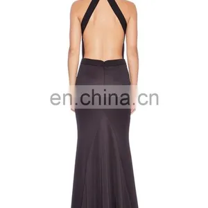 Ladies Black Sexy Long Evening Dress Sexy Halter Neck Evening Gown Evening Dress With Open Back Long thumbnail-3