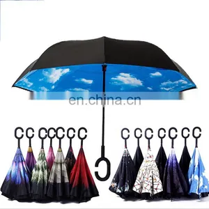 Customized C Handle Double Layer Inverted Umbrella Reverse Car Umbrella thumbnail-4