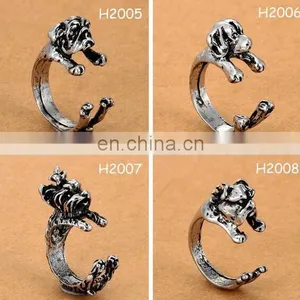 10 Styles Dog Ring Vintage Animal Puppy Wrap Ring Open Adjustable Resizeable thumbnail-3