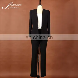 Ladies Black Fashion Viscose/Polyester Designer Suit Blazers Suits for Women thumbnail-1