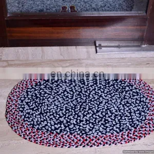 Designer Braided Floor Mat Embroidered Indian Handmade Reversible Door Mat thumbnail-1