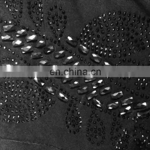 Womens's Black Colour Lycra(Stretchable) Black Stone Embroidery Work Beautiful Rick Looking Burkha thumbnail-3