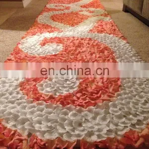 Coral & White Silk Rose Petal Swirl Aisle Runner thumbnail-1
