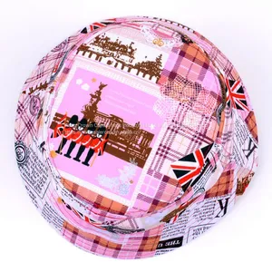 100% Cotton Promotional Flat Crown Embroidered Fashion Bucket Hat thumbnail-4