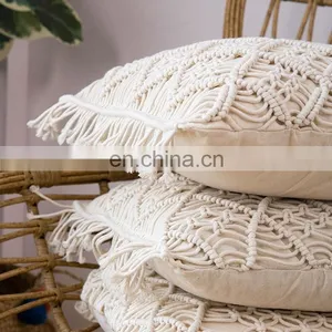 Bohemian Home Decorative Hand Crocheted Pillow Case Handmade Macrame Pillow Cushion Cover thumbnail-7