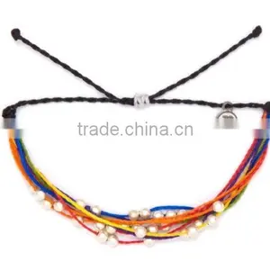 Hot New Many Layers Red Wax Cord Knot Bracelet With Copper Beads for Luck Girl thumbnail-3