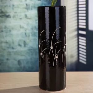 Large Black Japanese Style Hand Made Aloe High Temperature Ceramic Vase For Garden Flower Shop thumbnail-4