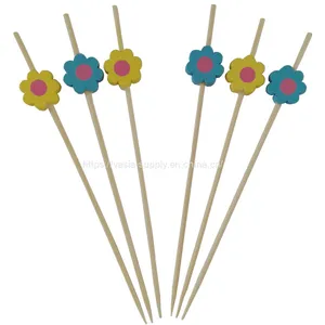 Cocktail Picks Decorative Party Flower Shape Bamboo Food Sticks thumbnail-1