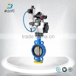 Dn200 Anti-corrosion Casting Iron Ductile Iron Epdm Wafer Type Pneumatic Operated Butterfly Valve thumbnail-2