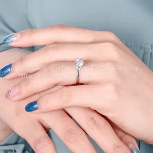 2021 Fashion Jewelry Competitive Price Clearity White D Color Moissanite 925 Sterling Silver Resign Rings For Engagement Party thumbnail-5