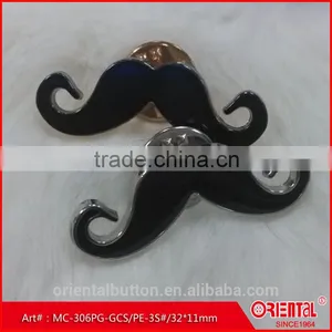 Black Epoxy With Silver Base Mustache-shaped Metal Brooch thumbnail-4