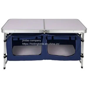 Portable Camping Kitchen Table Aluminum Lightweight Multifunctional Camping Kitchen Table BBQ Party Camping Kitchen Cupboard thumbnail-4