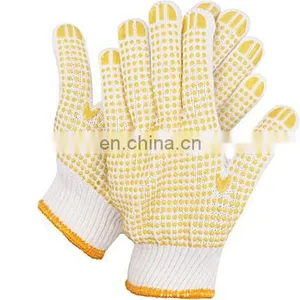 Cheap Wholesale High Quality Knitted Gloves Gardening Fabric Pvc Dotted White Cotton Gloves thumbnail-4